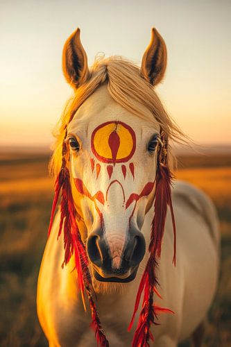 Spiritueel paard in de zonsondergang