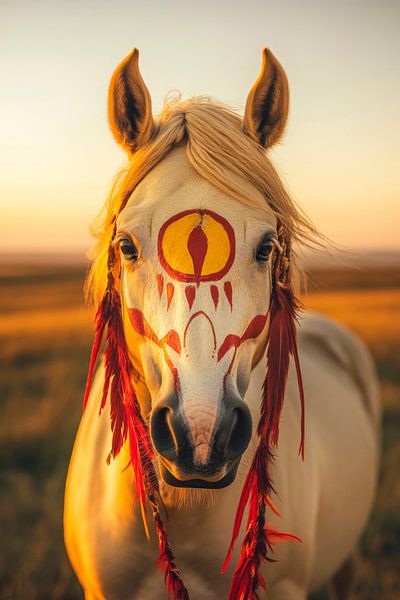 Spirituelles Pferd im Sonnenuntergang von Poster Art Shop