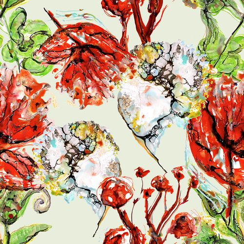 Rode planten fantasie close up van Christa Kerbusch