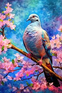 Colombe oiseau peinture couleurs art #Colombe sur JBJart Justyna Jaszke