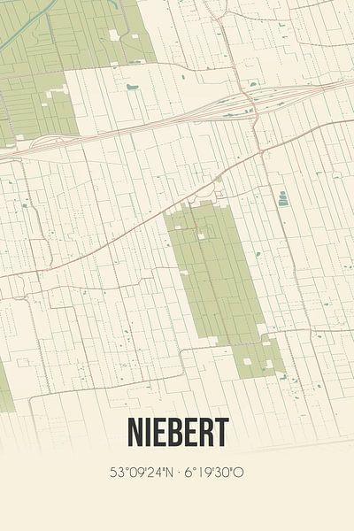 Alte Karte von Niebert (Groningen) von Ortsdrucke
