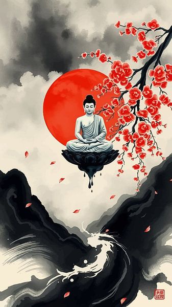 Buddha / Boeddha Sumi-e Japanische Malerei von MIROKKU