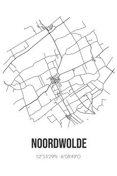 Noordwolde (Fryslan) | Carte | Noir et blanc sur Rezona