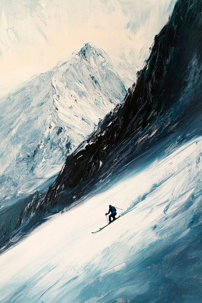 Skifahrer Berge von Poster Art Shop