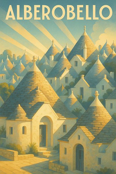Alberobello Italien Vintage Wandkunst von Travel Shop