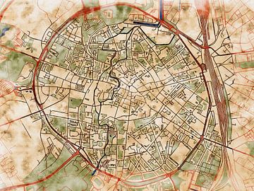 Karte von Leuven centrum im stil 'Serene Summer' von Maporia