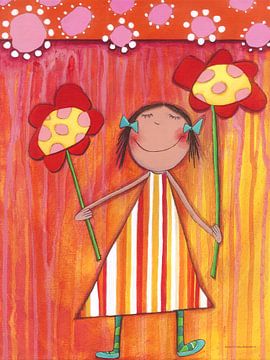 Bloemen Meisje - Schilderij voor Kinderen van Atelier BuntePunkt