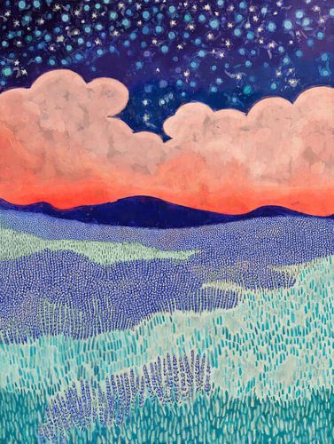 Lavender under the starry sky