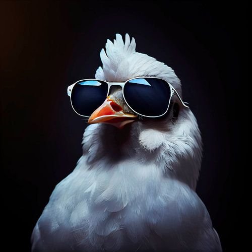 Portrait of a Rooster with sunglasses. Part 3