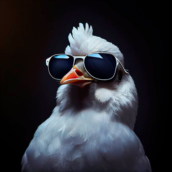 Portrait d'un coq avec des lunettes de soleil. Partie 3 par Maarten Knops