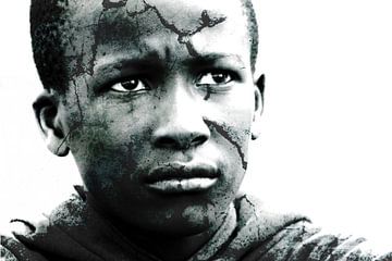 Mixed art portrait of African black boy von Heleen van de Ven