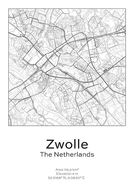 City map - Netherlands - Zwolle by Ramon van Bedaf