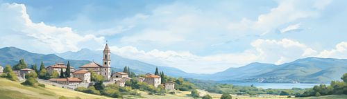 Rustic Village | Rural Landscape by Abstract Painting