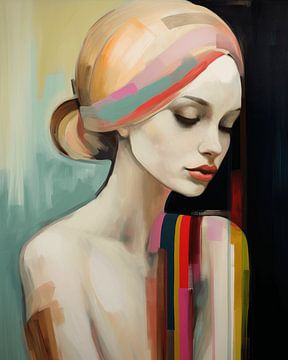 Colourful portrait of a young woman in pastel colours by Carla Van Iersel