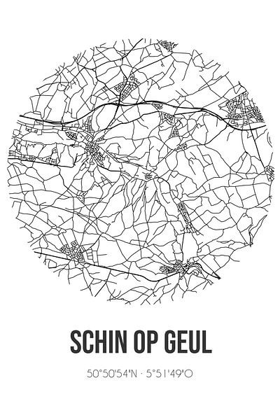 Schin op Geul (Limburg) | Map | Black and white by Prints of Place