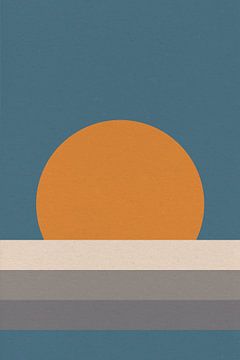 Ikigai. Abstracte minimalistische Zen kunst. Zon, maan, oceaan VII van Dina Dankers