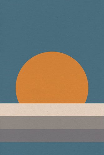 Ikigai. Abstracte minimalistische Zen kunst. Zon, maan, oceaan VII