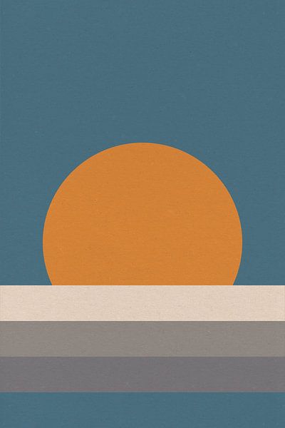 Ikigai. Abstracte minimalistische Zen kunst. Zon, maan, oceaan VII van Dina Dankers