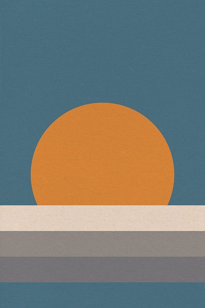 Ikigai. Abstract minimalist Zen art. Sun, Moon, Ocean VII by Dina Dankers