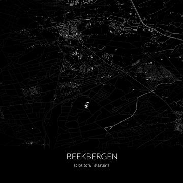 Zwart-witte landkaart van Beekbergen, Gelderland. van Rezona