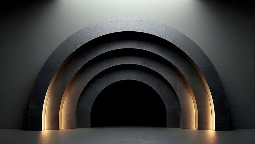 Midnight Chrome Void - Dunkle minimalistische Neo Deco Kunst von MajesticArts