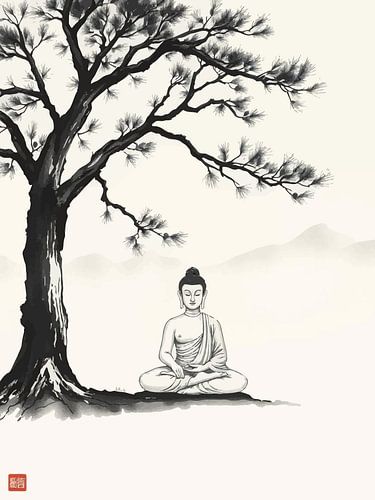 Boeddha / Boeddha Japanse inktschildering