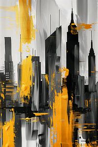 Abstrakte Skyline mit goldenen Elementen