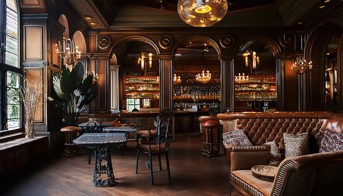 Luxury coffee bar with two floors