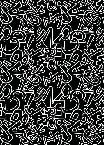 Lettres noir blanc | motif sur Yvonne Warmerdam | Made to resonate