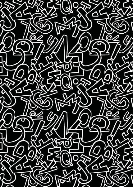 Letters Black White | Pattern van Yvonne Warmerdam