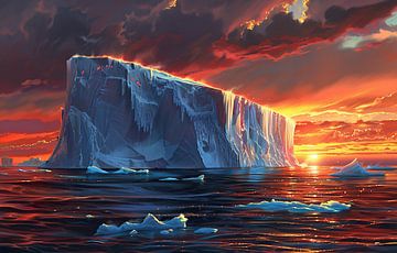 Betoverende zonsopgang boven ijsbergen van fernlichtsicht