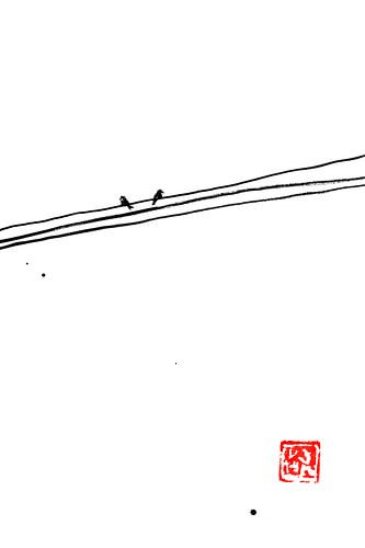 als vogels op een draad