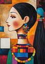 Profile portrait with coloured areas by Eye catching paintings thumbnail