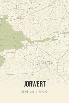 Vintage landkaart van Jorwert (Fryslan) van MijnStadsPoster