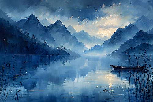 Schilderij Blauw | Schilderij Landschap | Water Schilderij