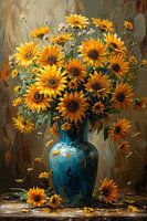 Zonnebloemen Schilderij | Schilderij met Zonnebloemen | Schilderij Bloemen in Vaas