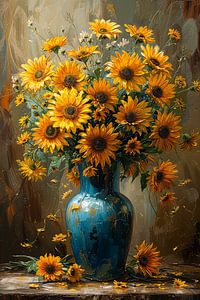 Peinture Tournesols | Peinture Tournesols | Peinture Fleurs dans Vase