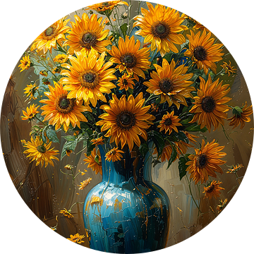 Zonnebloemen Schilderij | Schilderij met Zonnebloemen | Schilderij Bloemen in Vaas