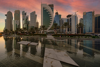 Doha skyline in west bay area afternoon shot taken from the Sheraton park