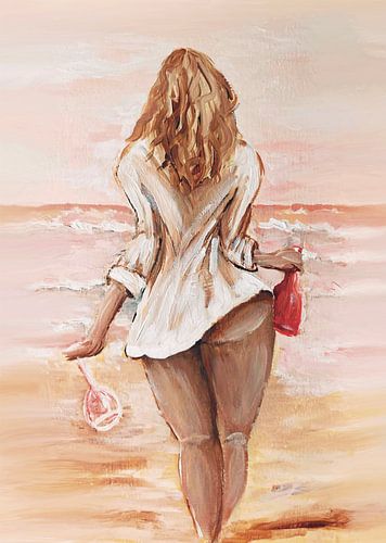 Plage, mer et vin sur Krista Kitsz Art