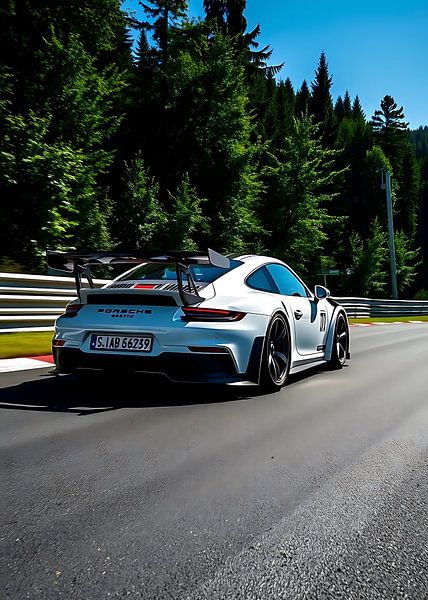 Porsche 911 GT3 RS wit te snel op circuit 2 van MIROKKU