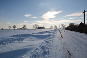 Schneeverwehungen bei Neukamp, Putbus, Insel Rügen