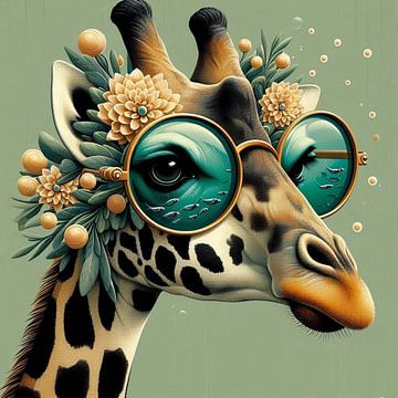 Giraffe sees the sea van CanvasbyCaro