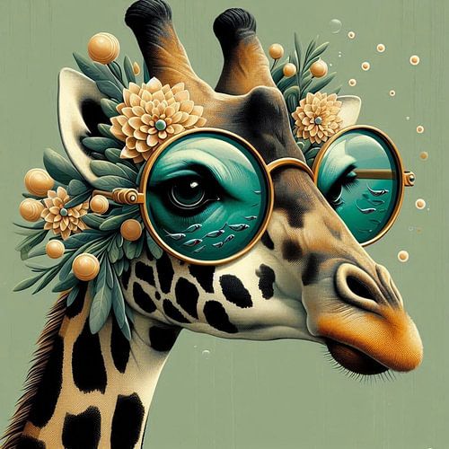 Giraffe sees the sea