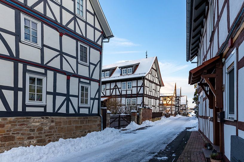 Herleshausen Fachwerkhäuser im Winter von Roland Brack