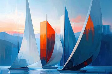 Sailboats abstract-15-32 by Rautenberg Digital Art Maritim
