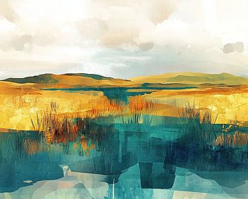 Quiet Horizon Lines van Abstract Schilderij