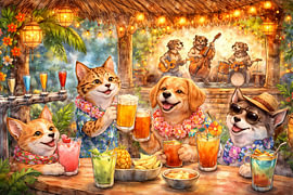 Cocktailstunde mit Hund und Katze