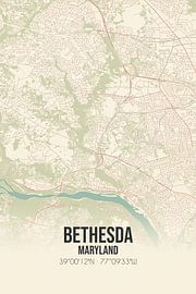 Alte Karte von Bethesda (Maryland), USA. von Ortsdrucke