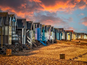 Strandhuisjes bij Southend-on-Sea, Engeland van Luc de Zeeuw